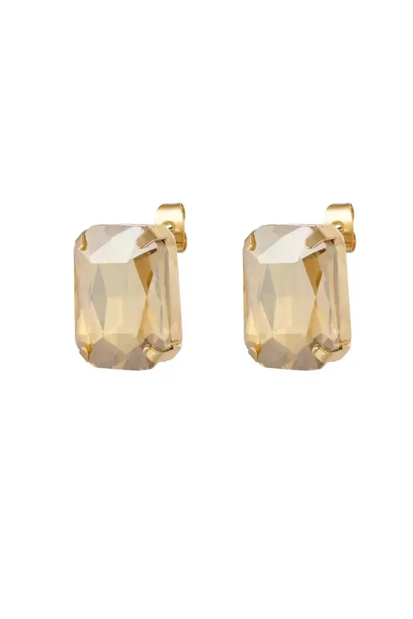 Oorbel stud glamour gold/champagne