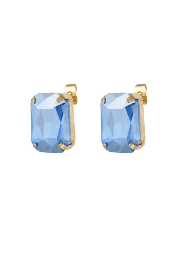 Oorbel stud glamour gold/blue