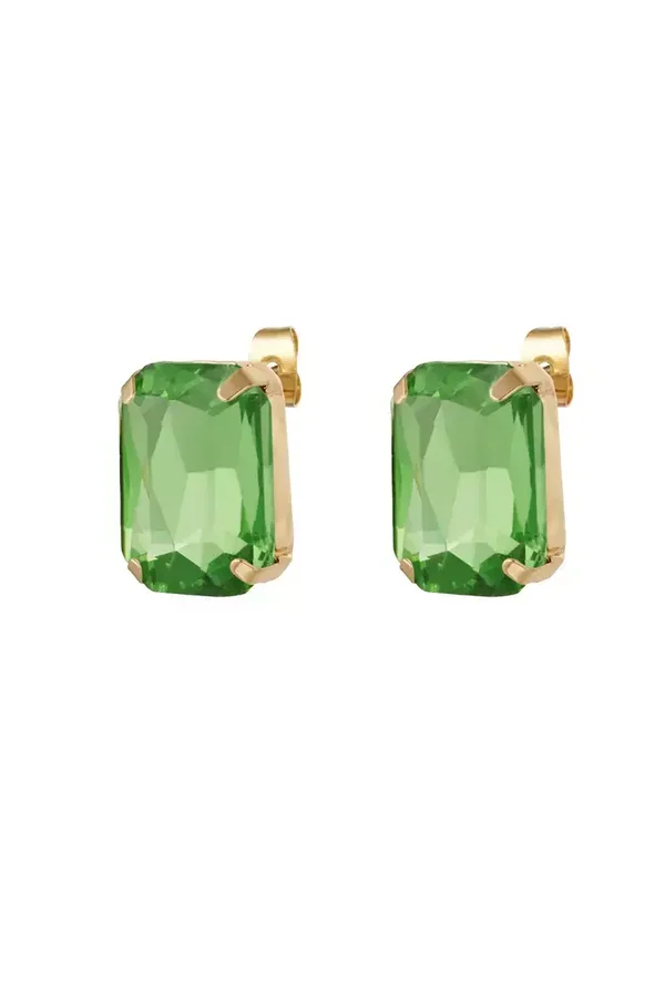 Oorbel stud glamour gold/green