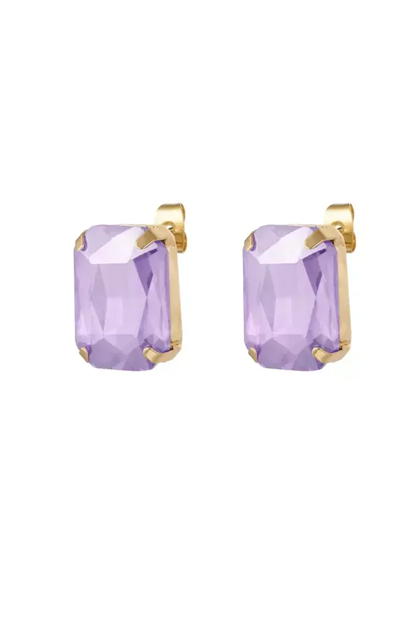 Oorbel stud glamour gold/lilac