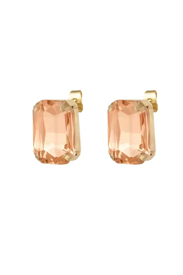 Oorbel stud glamour gold/orange