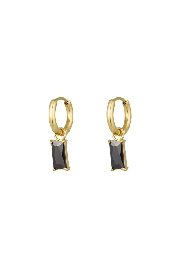 Oorbel hangende stud gold/black
