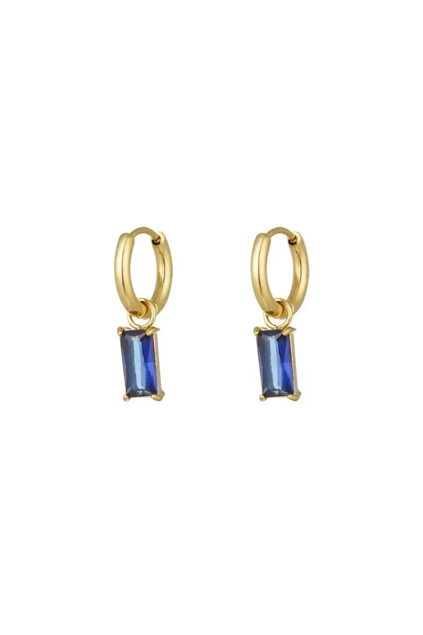 Oorbel hangende stud gold/blue