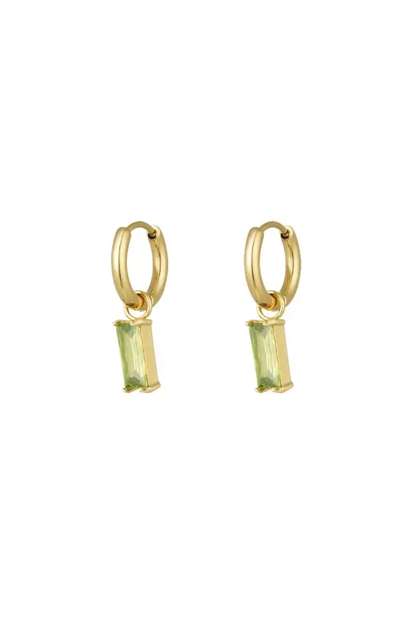 Oorbel hangende stud gold/green