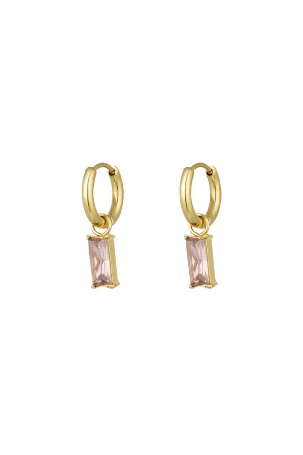Oorbel hangende stud gold/white