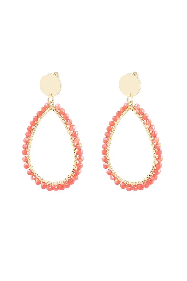 Oorbel oval orange red