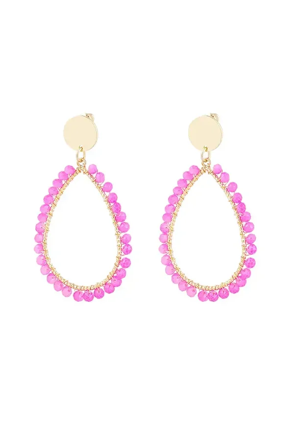 Oorbel oval fuchsia