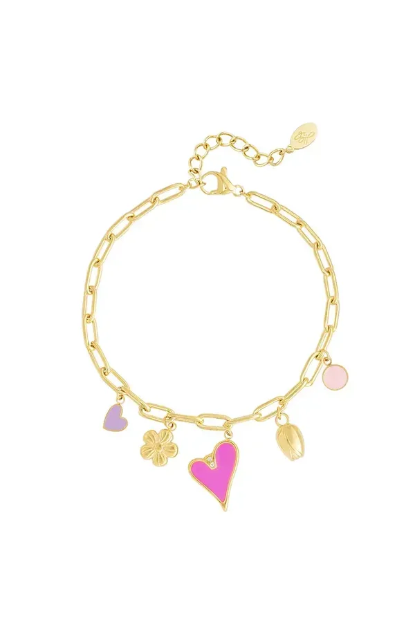 Armband colorful pink goud