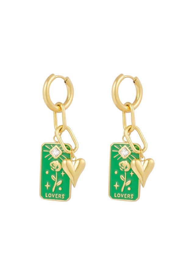 Oorbel lovers goud green