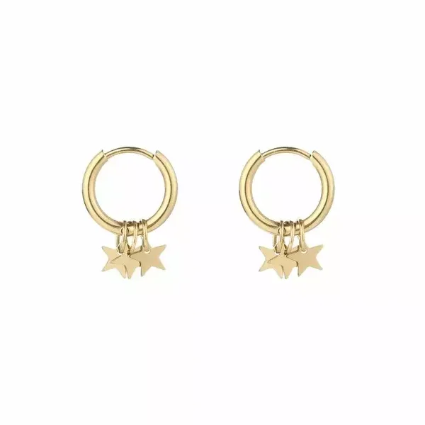 Oorbel 3 times stars goud