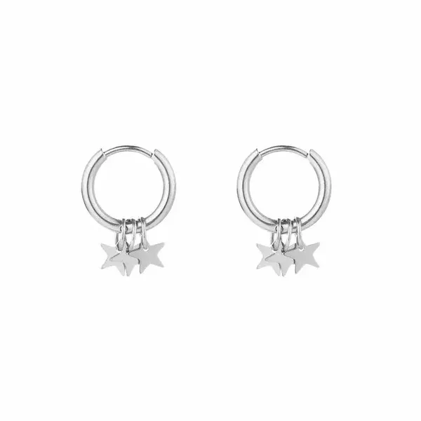 Oorbel 3 times stars zilver