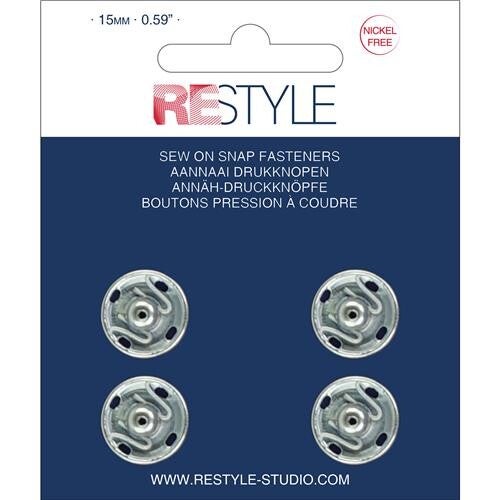 aannaai drukknopen 15 mm. zilver kleurig
