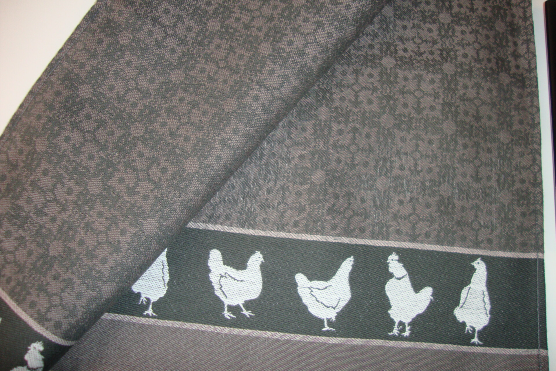 Theedoek DDDDD taupe/ crème kip