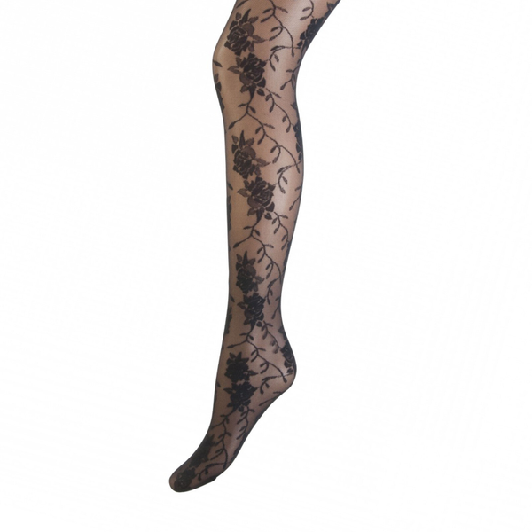 Panty zwarte bloemen rank