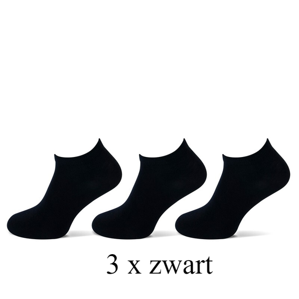 sneaker sok teckel 3 paar wit of zwart