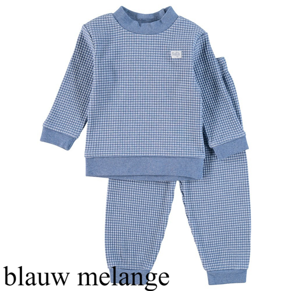 Feetje baby pyjama wafel blauw melange