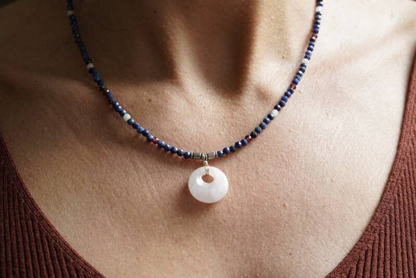 Ketting Rozenkwarts & Lapis lazuli