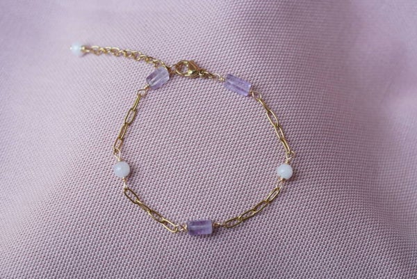 Armband Maansteen & Amethyst