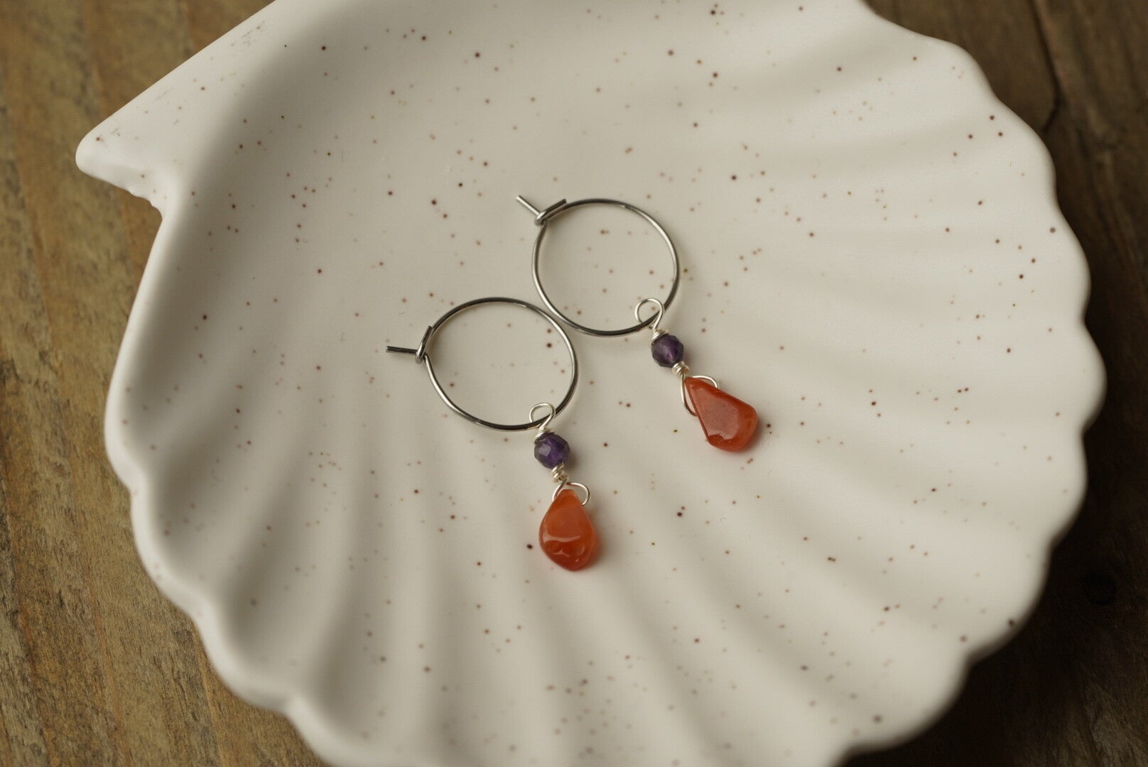 Oorbellen Carneool & Amethyst