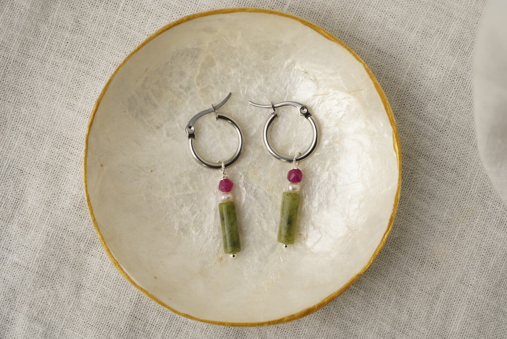 Oorbellen Chinese jade