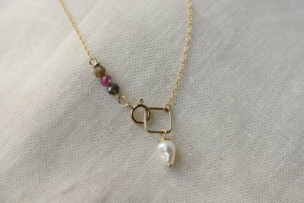 Ketting parel & tourmalijn