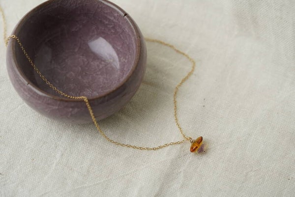 Ketting amber & amethyst