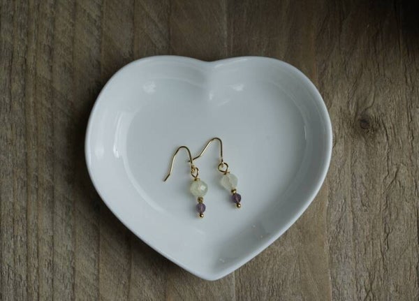 Oorbellen prehnite en amethyst