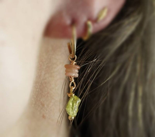 Oorbelhangers peridot en sunstone