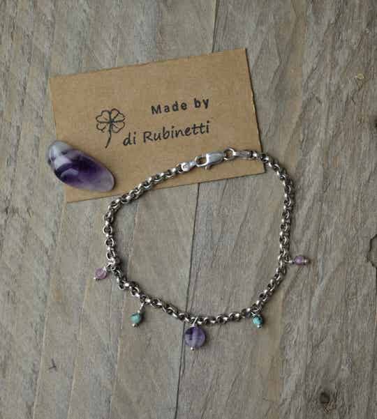 Echt 925 zilveren armband met mixed stones