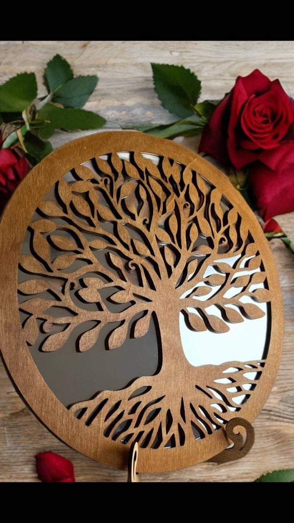 Miroir Arbre de Vie personnalisé acrylique bois 20 cm
