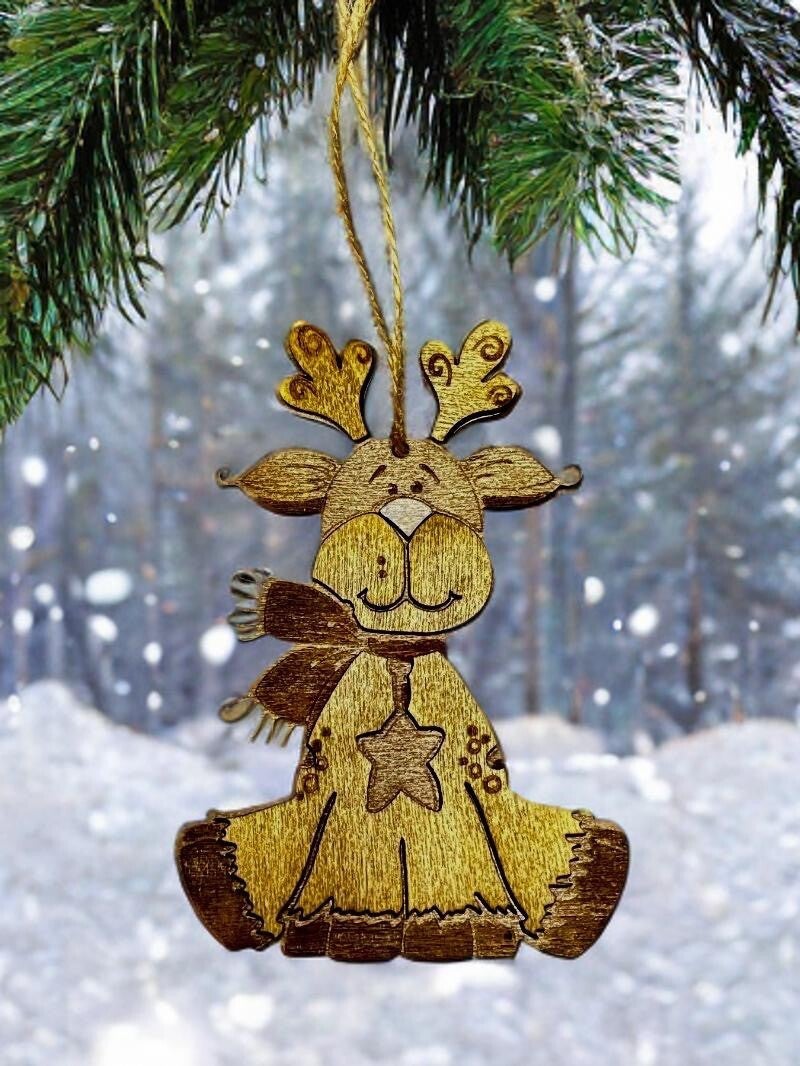 Décorations de Noël en bois – relief renne