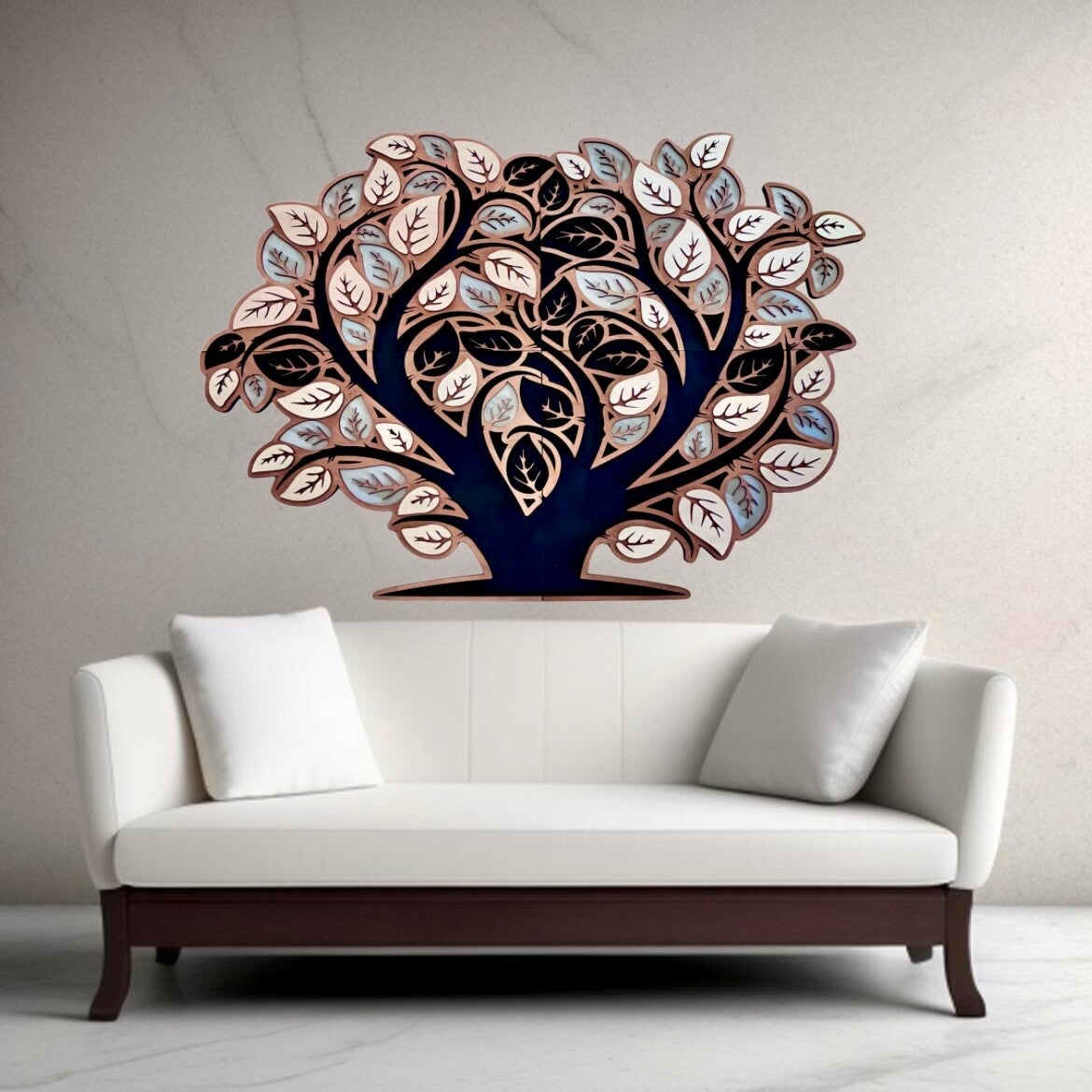 Arbre de vie XXL mural 80x60 cm – Tableau décoratif artisanal multicouche fait main