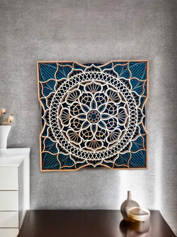 Mandala mural multicouches 30 cm – Tableau décoratif artisanal fait main