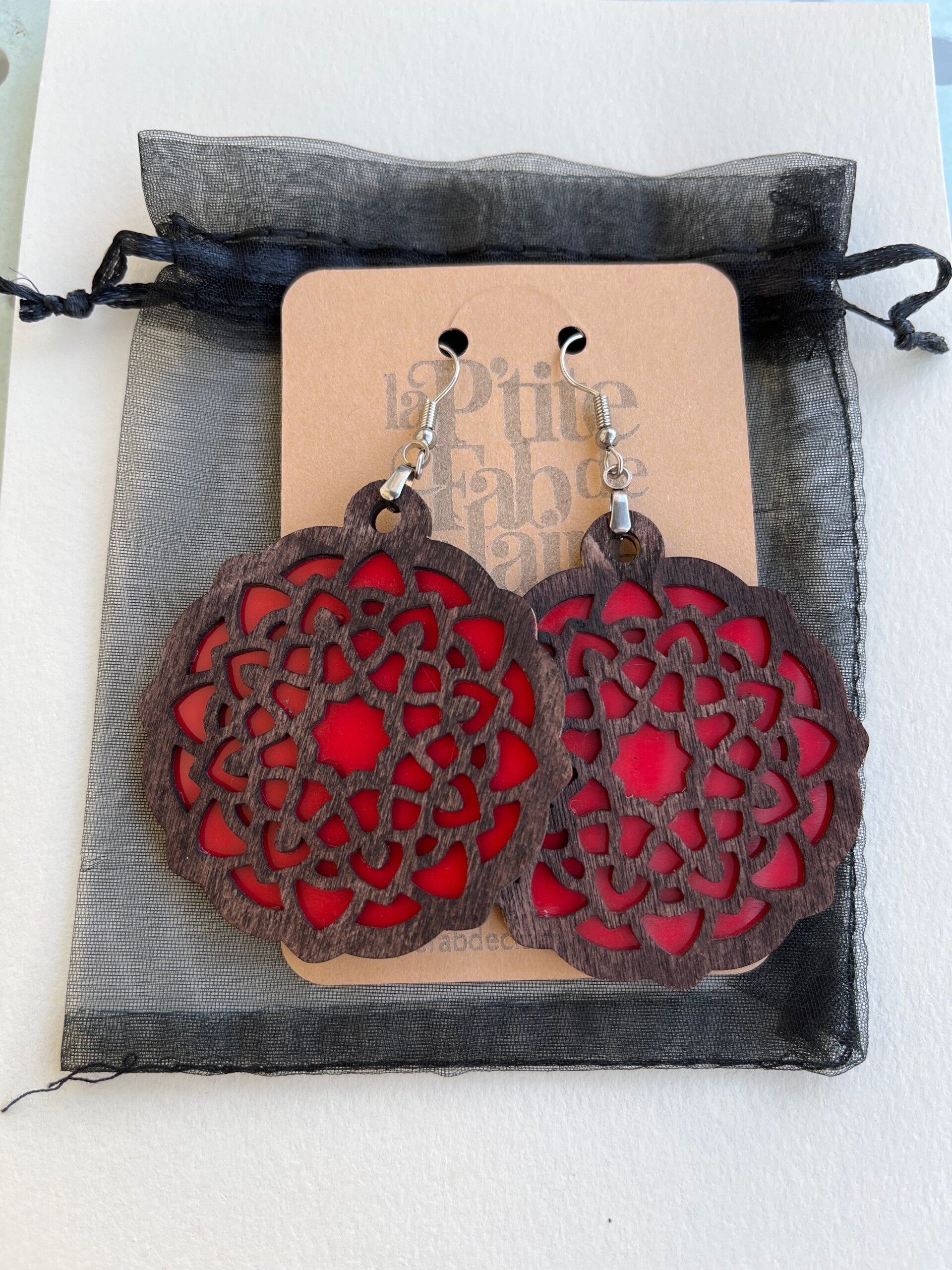 Boucles d'Oreilles Bois et Aluminium – Création Originale, Légères et Élégantes – Cadeau Idéal