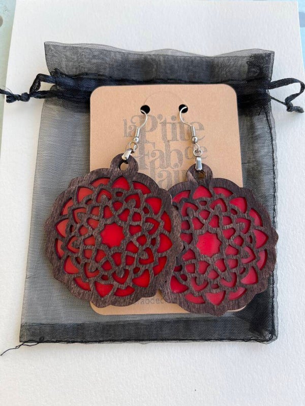 Boucles d'Oreilles Bois et Aluminium – Création Originale, Légères et Élégantes – Cadeau Idéal