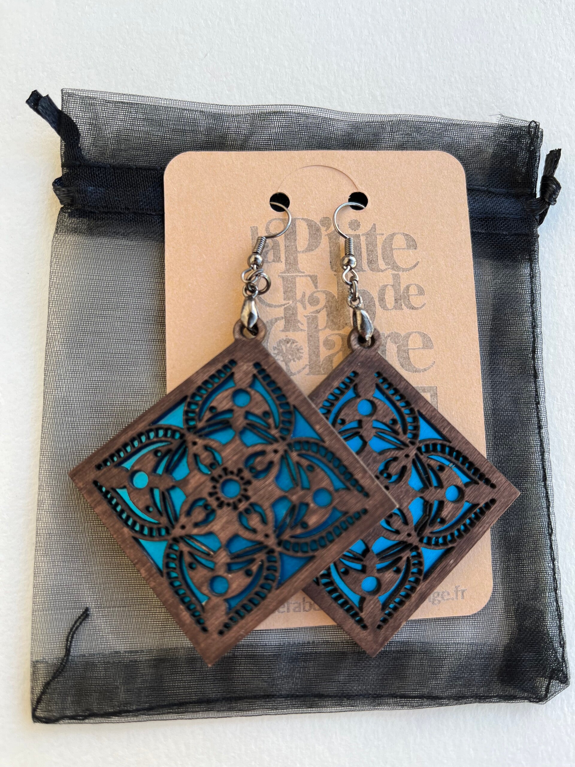 Boucles d'Oreilles Bois et Aluminium – Création Originale, Légères et Élégantes – Cadeau Idéal