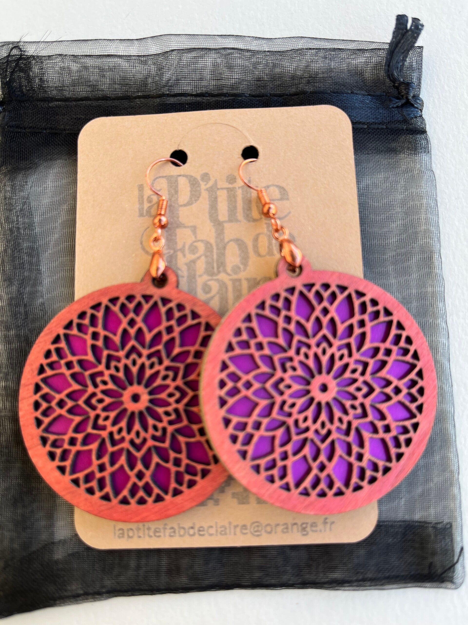 Boucles d'Oreilles Bois et Aluminium – Création Originale, Légères et Élégantes – Cadeau Idéal