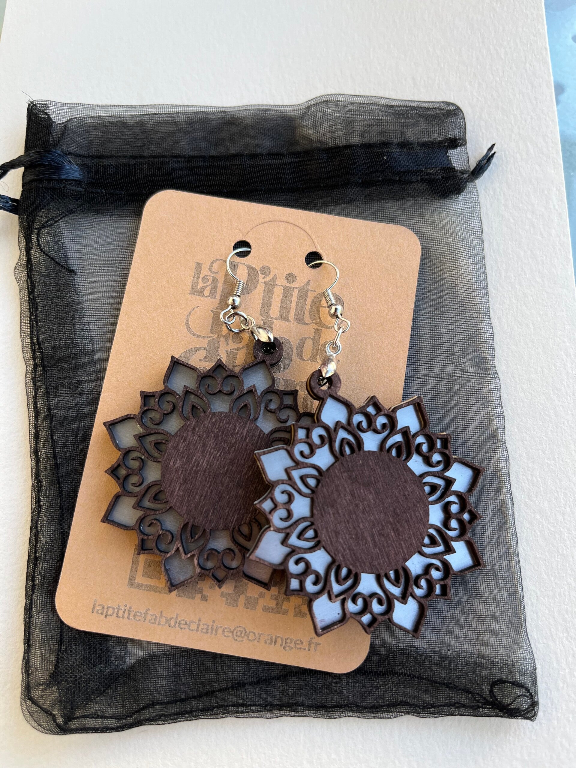 Boucles d'Oreilles Bois et Aluminium – Création Originale, Légères et Élégantes – Cadeau Idéal