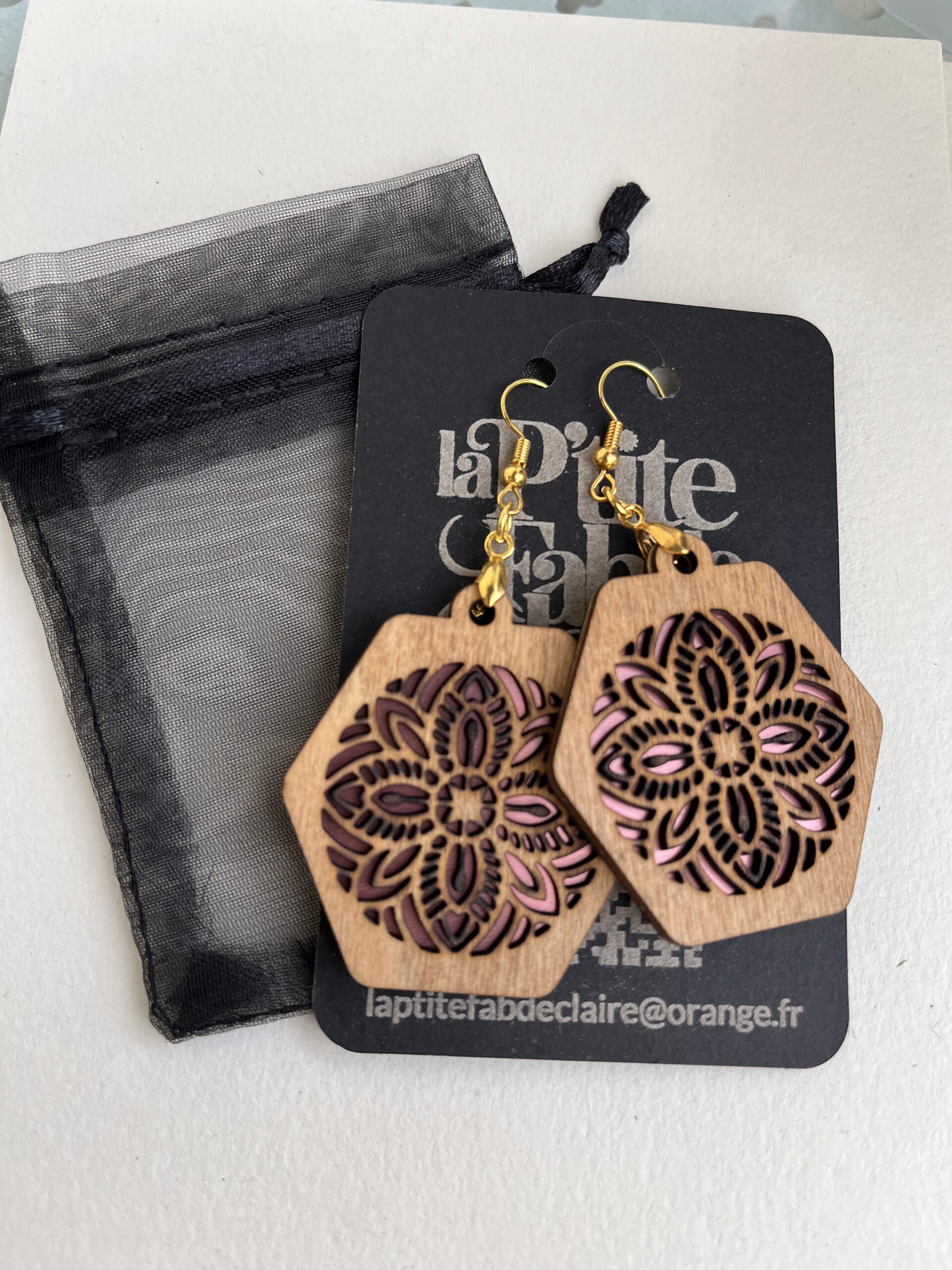 Boucles d'Oreilles Bois et Aluminium – Création Originale, Légères et Élégantes – Cadeau Idéal