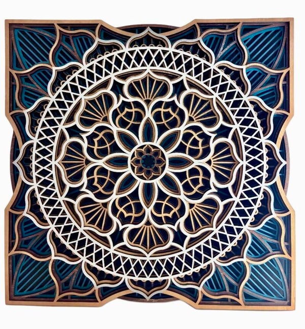 Mandala mural multicouches 30 cm – Tableau décoratif artisanal fait main