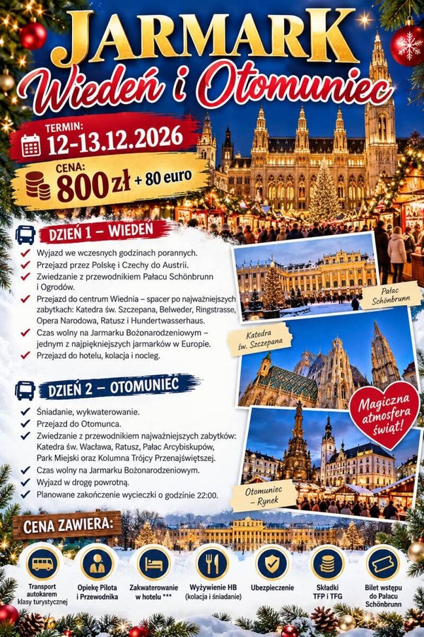 Jarmark Bożonarodzeniowy Wiedeń i Ołomuniec 12-13.12.2026