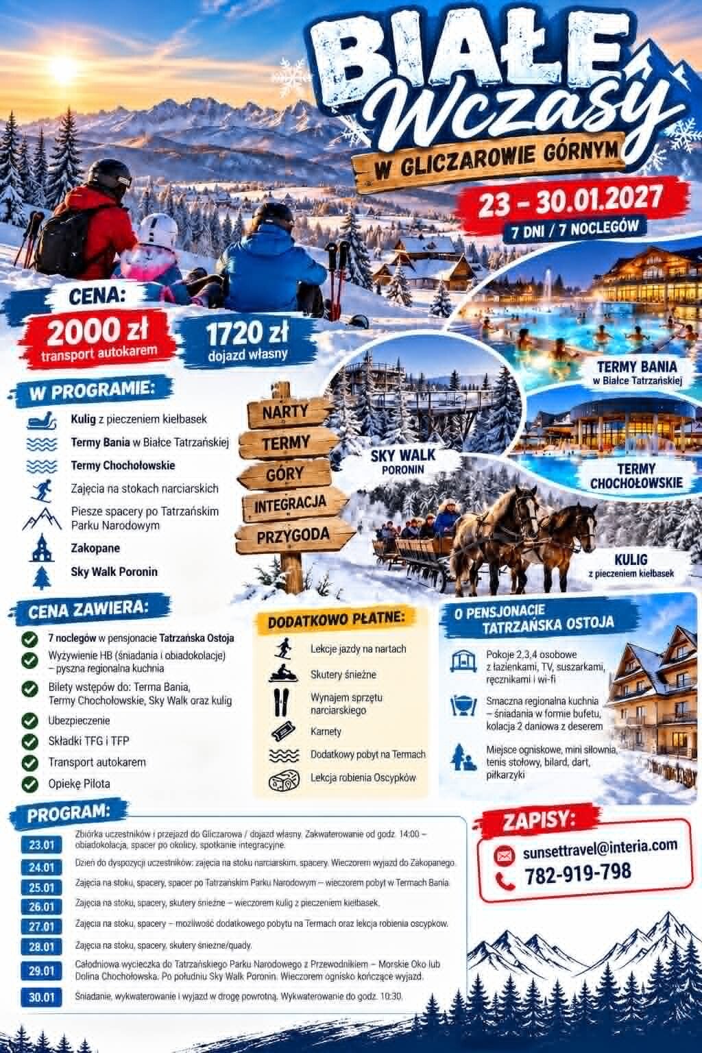 Białe Wczasy w Tatrach 23-30.01.2027