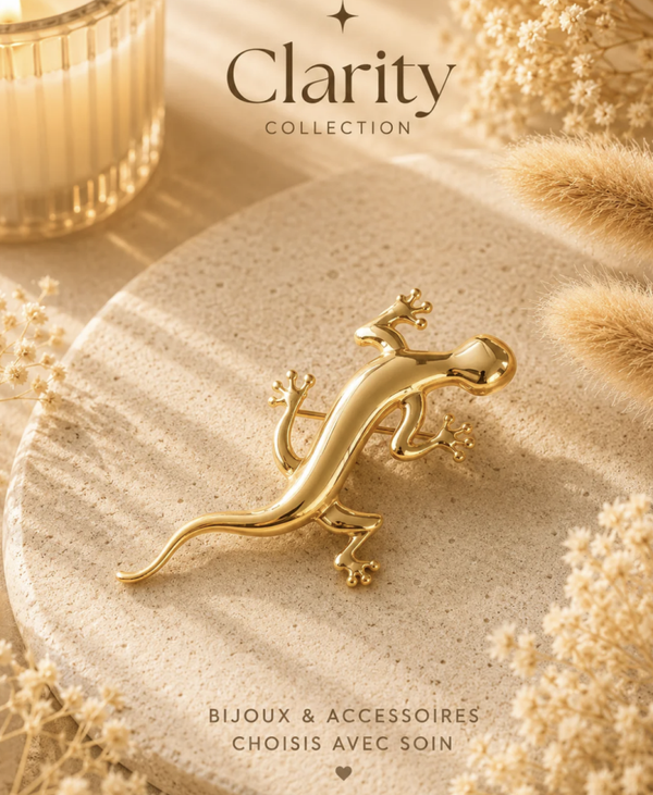 Broche lézard dorée