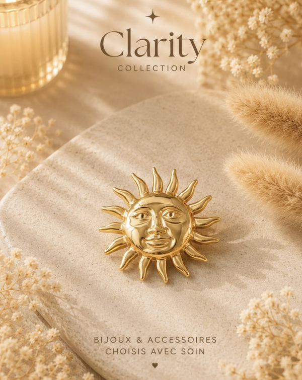 Broche soleil dorée