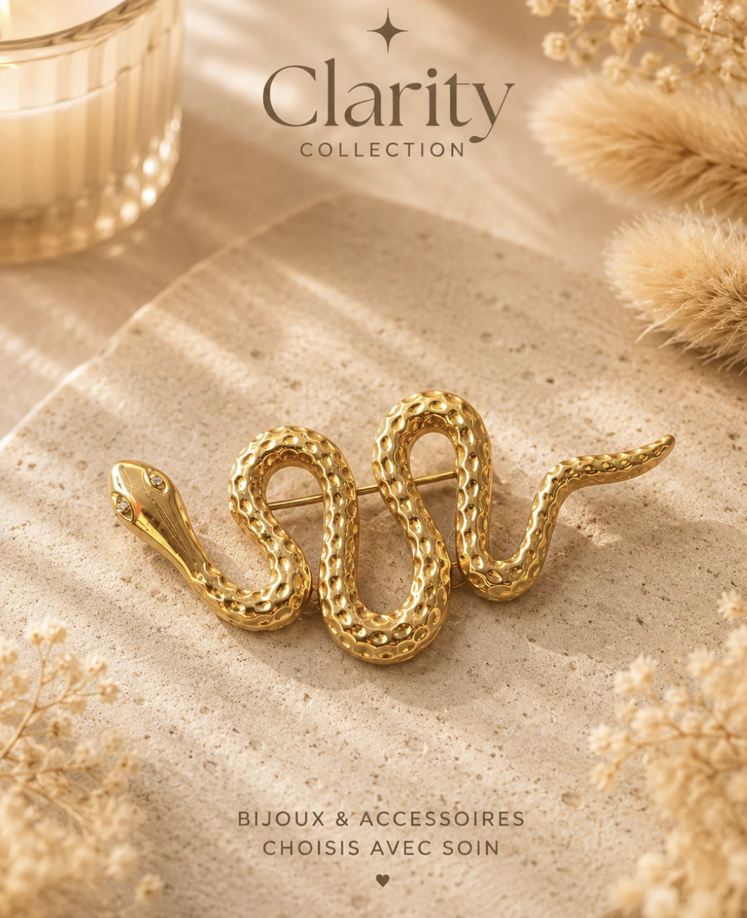 Broche serpent dorée