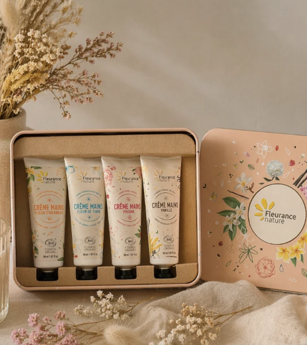 Coffret 4 Crèmes Mains Bio – Fleurs & Vanille