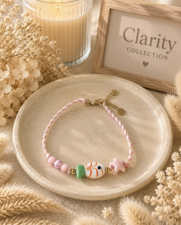 Bracelet de cheville rose fantaisie céramique