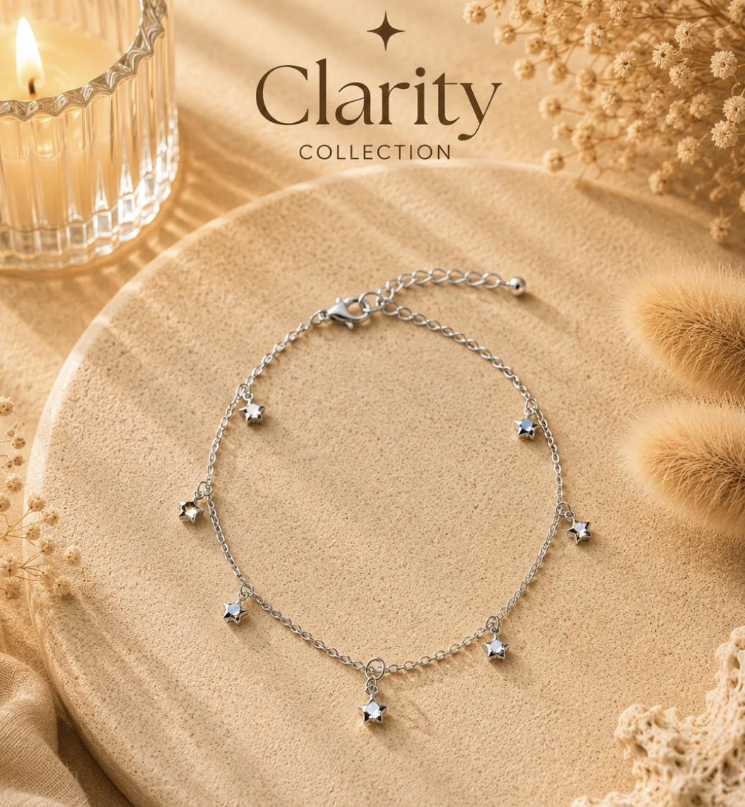 Bracelet de cheville argenté étoiles