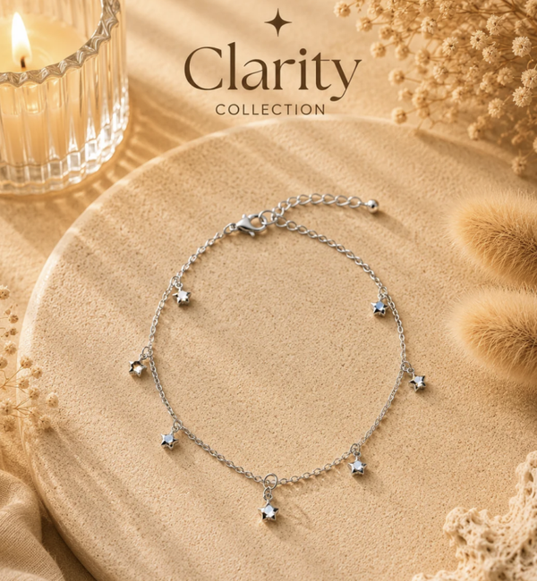 Bracelet de cheville argenté étoiles