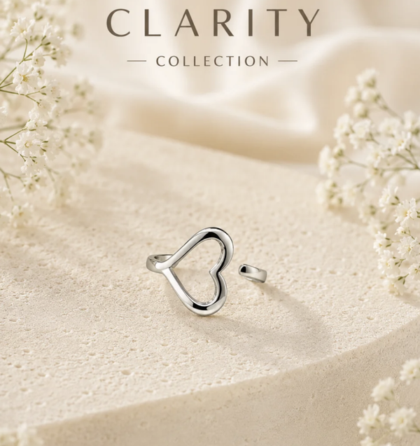 Bague argentée cœur ajouré